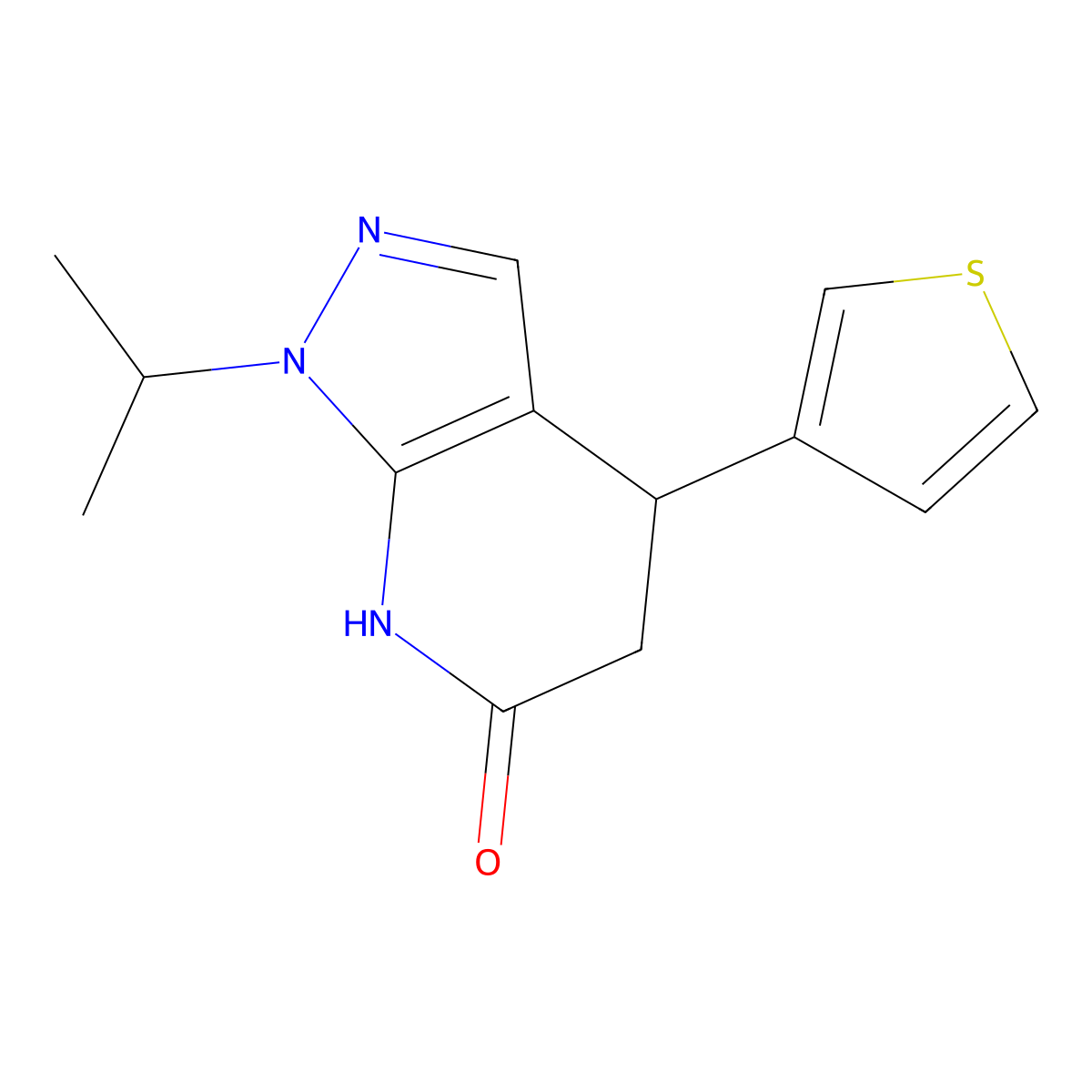 1-isopropyl-4-(thiophen-3-yl)-4,5-dihydro-1H-pyrazolo[3,4-b]pyridin-6(7H)-one molecular structure, CAS 1310940-11-4