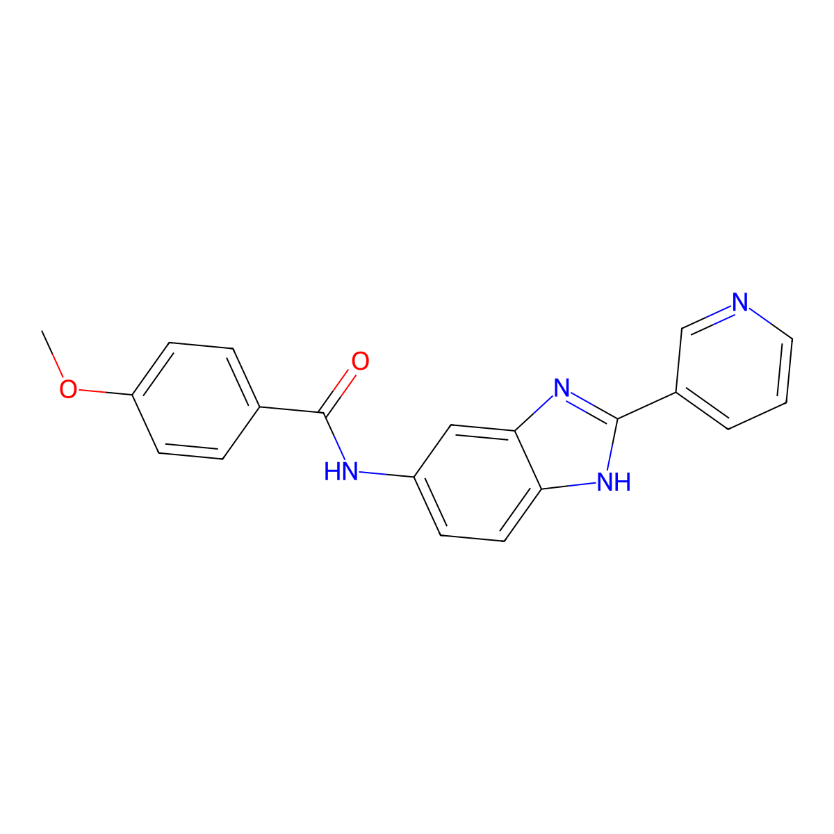 4-methoxy-N-[2-(pyridin-3-yl)-1H-benzimidazol-5-yl]benzamide molecular structure, CAS 1310940-28-3