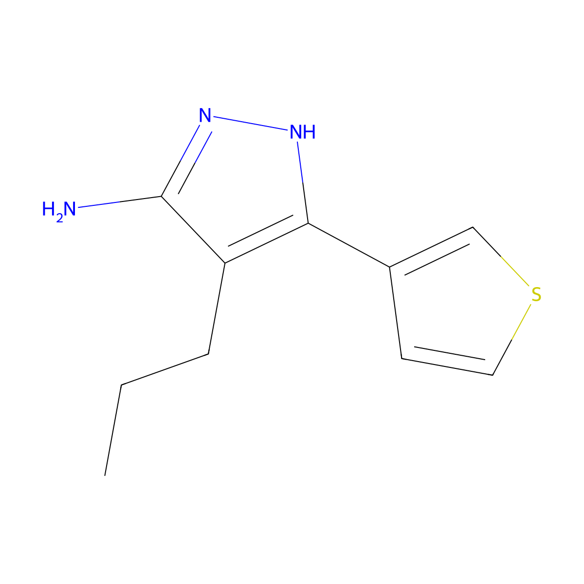 4-propyl-3-(thiophen-3-yl)-1H-pyrazol-5-amine molecular structure, CAS 1310940-53-4