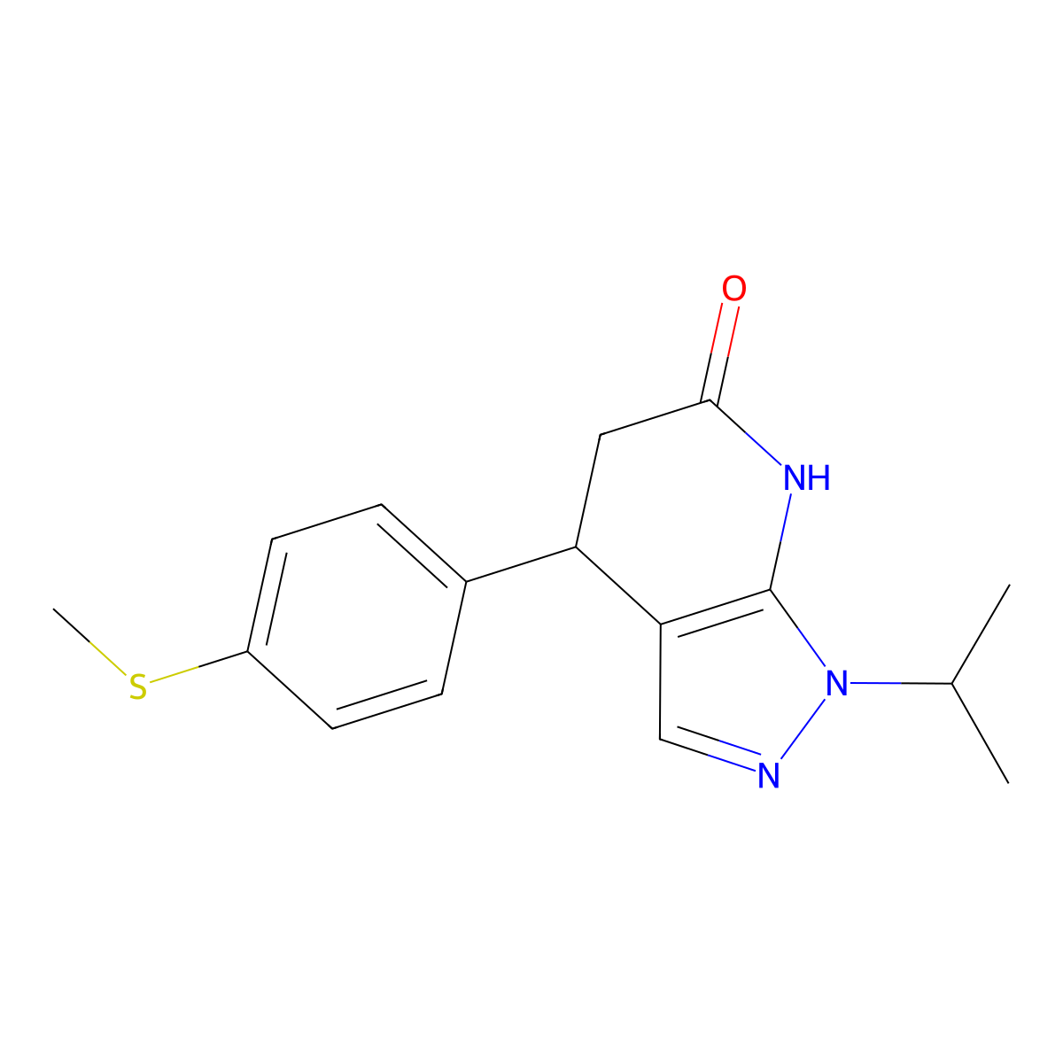 1-isopropyl-4-(4-(methylthio)phenyl)-4,5-dihydro-1H-pyrazolo[3,4-b]pyridin-6(7H)-one molecular structure, CAS 1310940-65-8