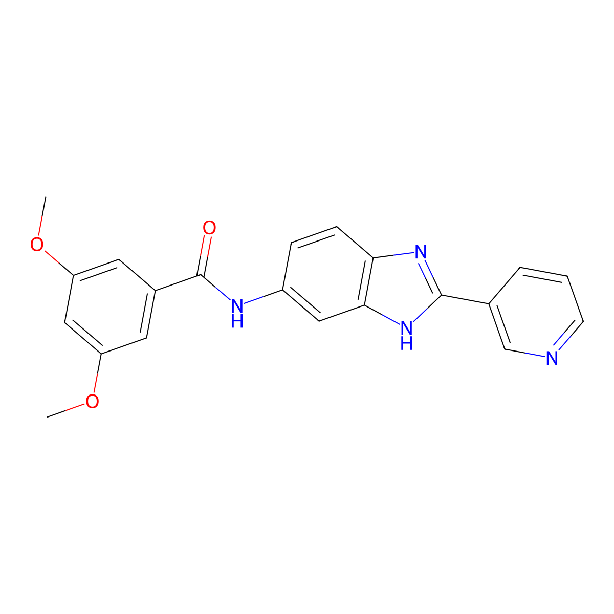 3,5-dimethoxy-N-[2-(pyridin-3-yl)-1H-benzimidazol-5-yl]benzamide molecular structure, CAS 1310940-75-0