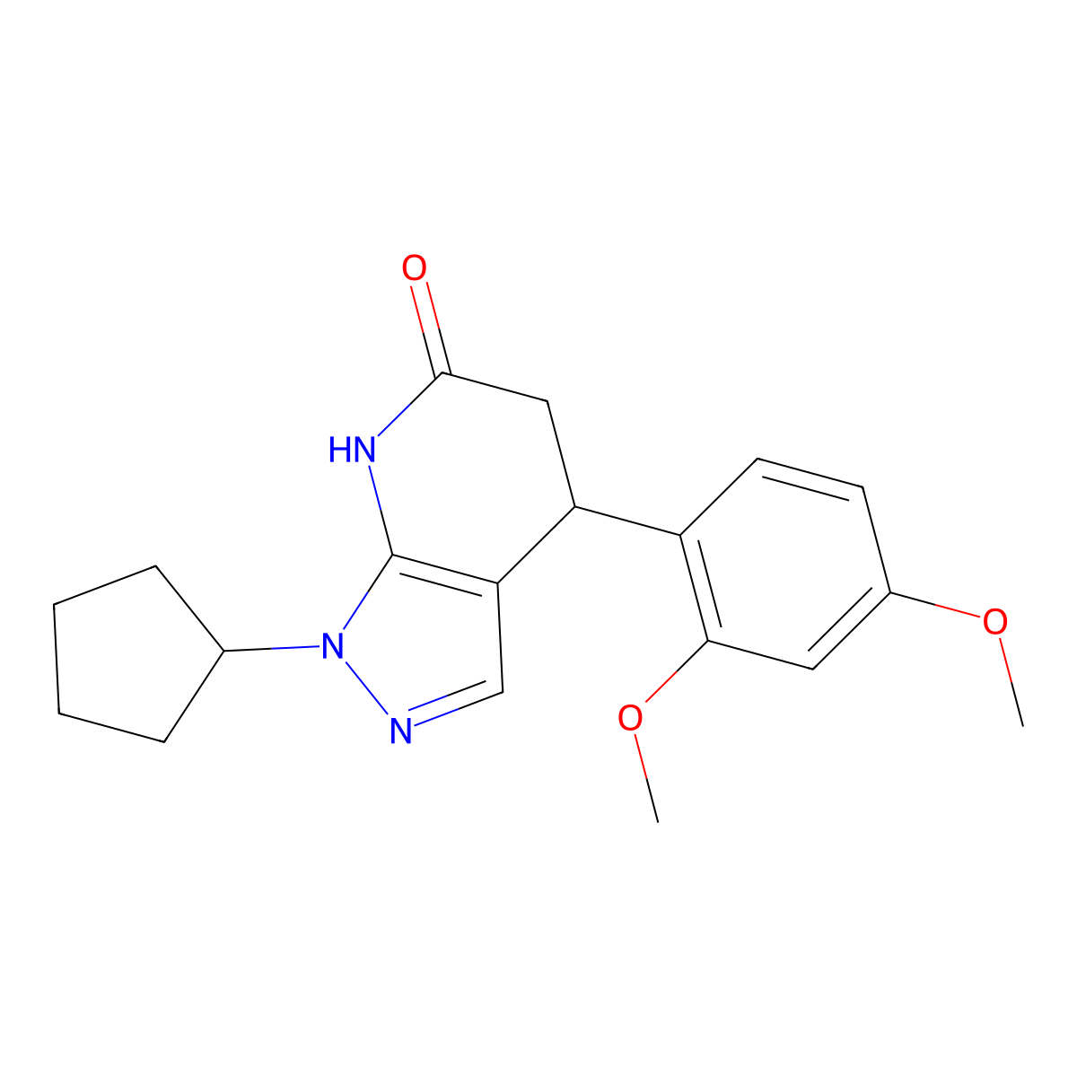 1-cyclopentyl-4-(2,4-dimethoxyphenyl)-4,5-dihydro-1H-pyrazolo[3,4-b]pyridin-6(7H)-one molecular structure, CAS 1310941-48-0