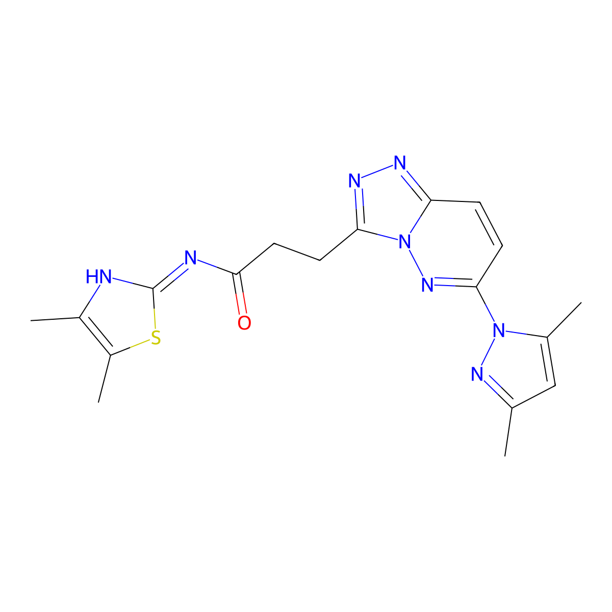 3-[6-(3,5-dimethyl-1H-pyrazol-1-yl)[1,2,4]triazolo[4,3-b]pyridazin-3-yl]-N-[(2Z)-4,5-dimethyl-1,3-thiazol-2(3H)-ylidene]propanamide molecular structure, CAS 1310945-15-3