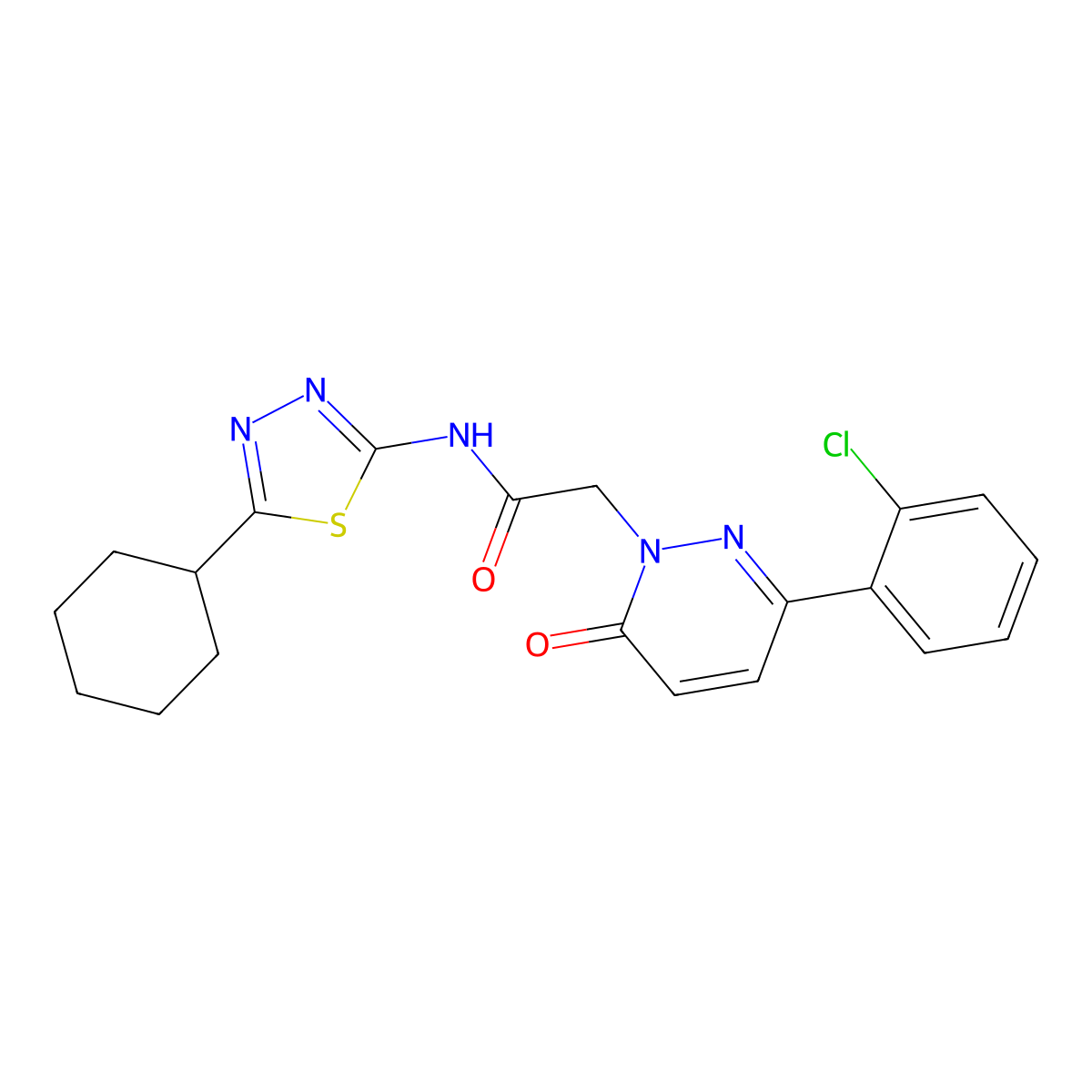 2-[3-(2-chlorophenyl)-6-oxopyridazin-1(6H)-yl]-N-[(2E)-5-cyclohexyl-1,3,4-thiadiazol-2(3H)-ylidene]acetamide molecular structure, CAS 1310945-16-4