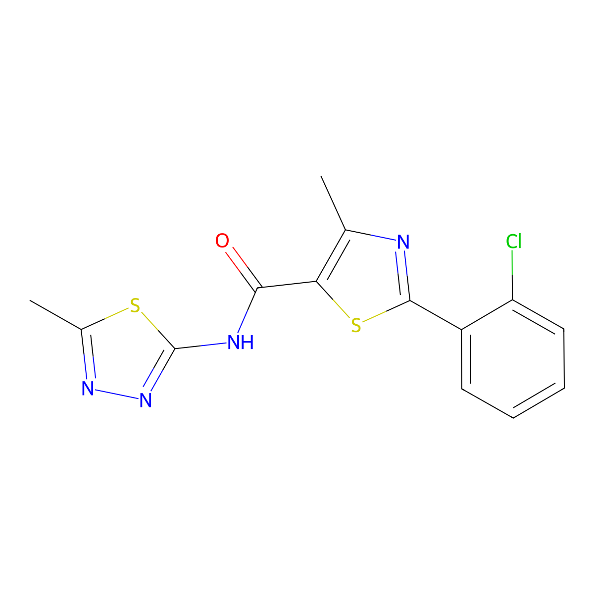 2-(2-chlorophenyl)-4-methyl-N-[(2E)-5-methyl-1,3,4-thiadiazol-2(3H)-ylidene]-1,3-thiazole-5-carboxamide molecular structure, CAS 1310945-18-6