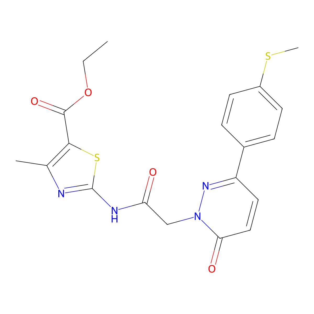 ethyl 4-methyl-2-[({3-[4-(methylsulfanyl)phenyl]-6-oxopyridazin-1(6H)-yl}acetyl)amino]-1,3-thiazole-5-carboxylate molecular structure, CAS 1310945-25-5
