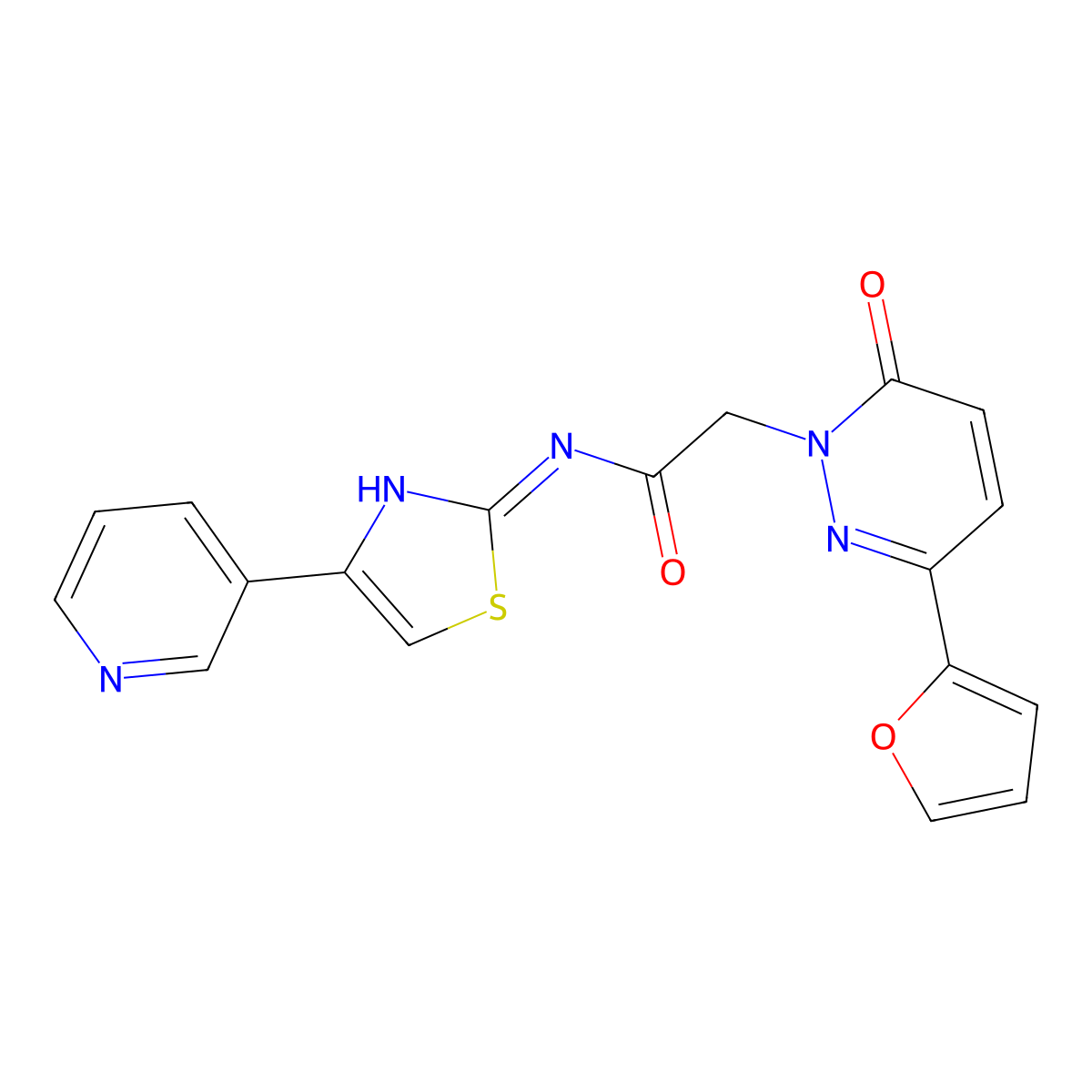 2-[3-(furan-2-yl)-6-oxopyridazin-1(6H)-yl]-N-[(2Z)-4-(pyridin-3-yl)-1,3-thiazol-2(3H)-ylidene]acetamide molecular structure, CAS 1310945-29-9