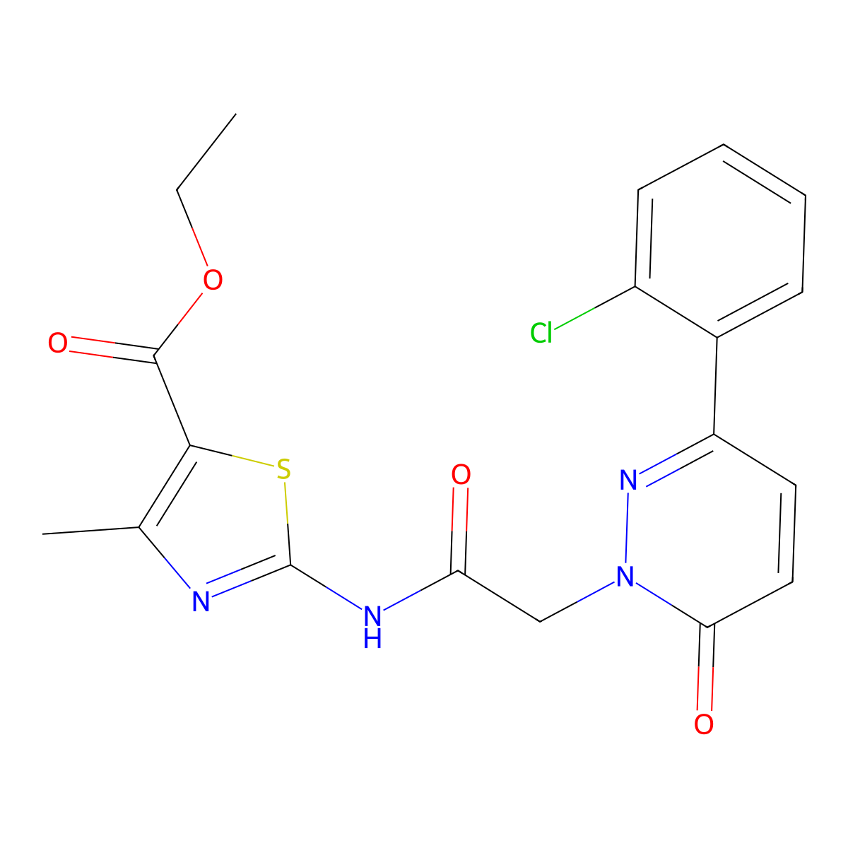 ethyl 2-({[3-(2-chlorophenyl)-6-oxopyridazin-1(6H)-yl]acetyl}amino)-4-methyl-1,3-thiazole-5-carboxylate molecular structure, CAS 1310945-33-5