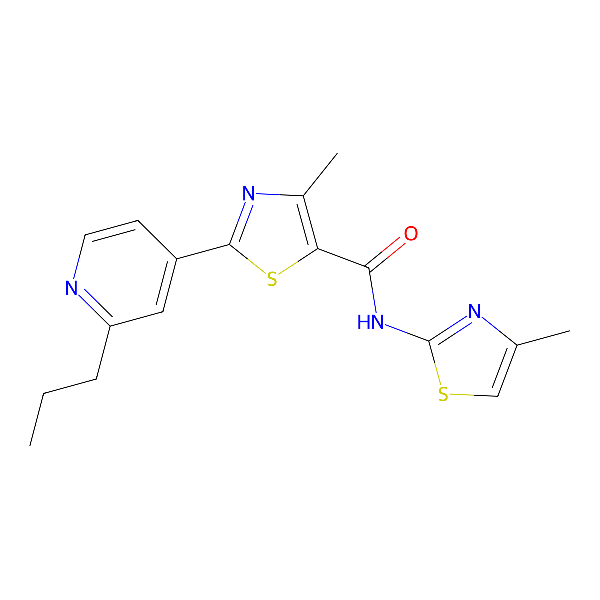 4-methyl-N-[(2Z)-4-methyl-1,3-thiazol-2(3H)-ylidene]-2-(2-propylpyridin-4-yl)-1,3-thiazole-5-carboxamide molecular structure, CAS 1310945-34-6