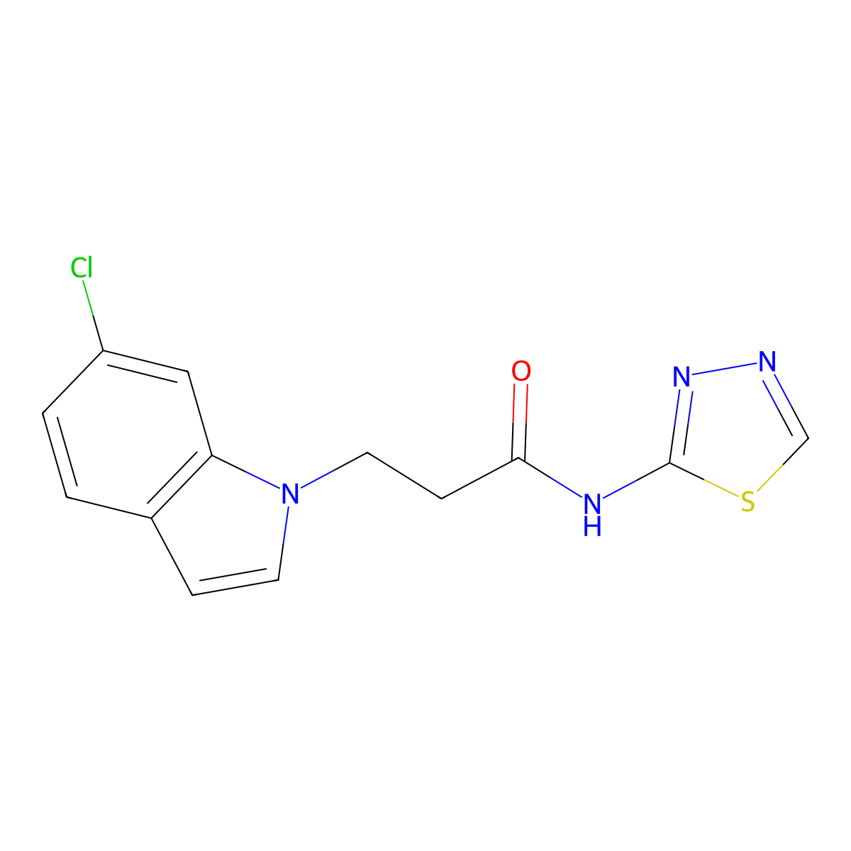 3-(6-chloro-1H-indol-1-yl)-N-(1,3,4-thiadiazol-2-yl)propanamide molecular structure, CAS 1310945-37-9