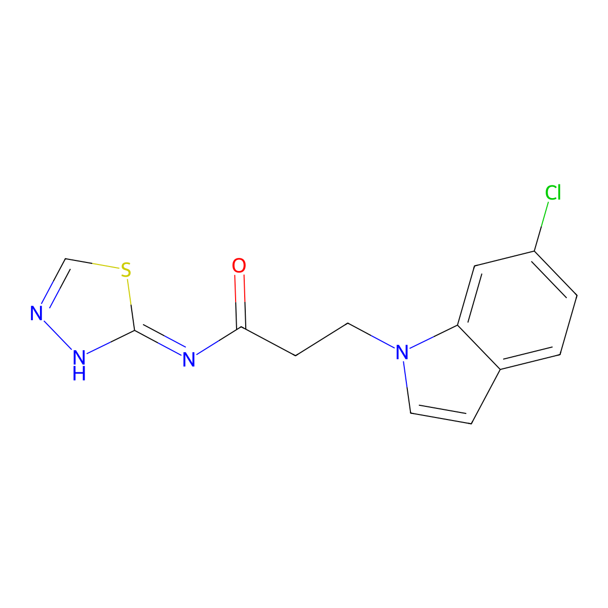 3-(6-chloro-1H-indol-1-yl)-N-(1,3,4-thiadiazol-2-yl)propanamide molecular structure, CAS 1310945-37-9