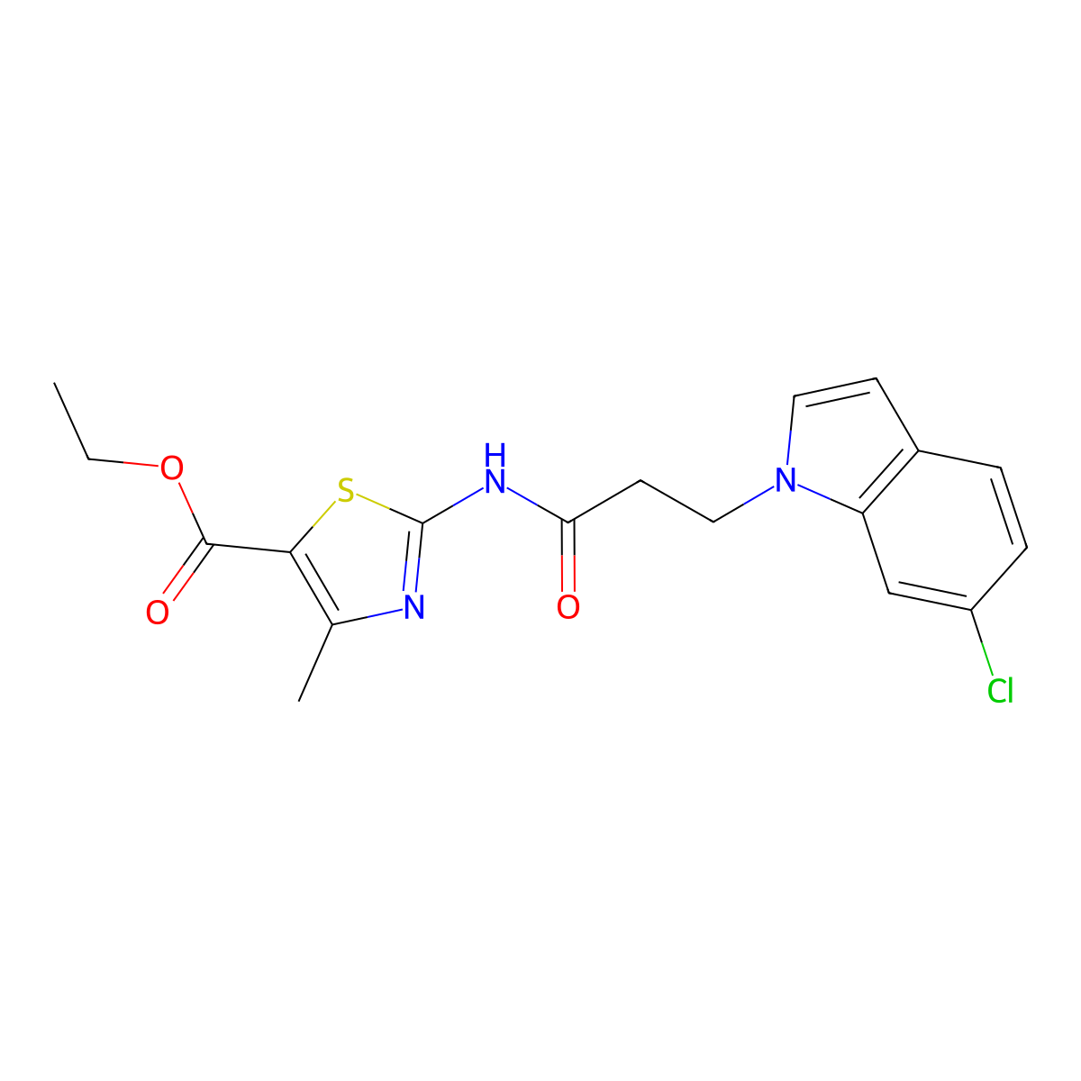 ethyl 2-{[3-(6-chloro-1H-indol-1-yl)propanoyl]amino}-4-methyl-1,3-thiazole-5-carboxylate molecular structure, CAS 1310945-39-1