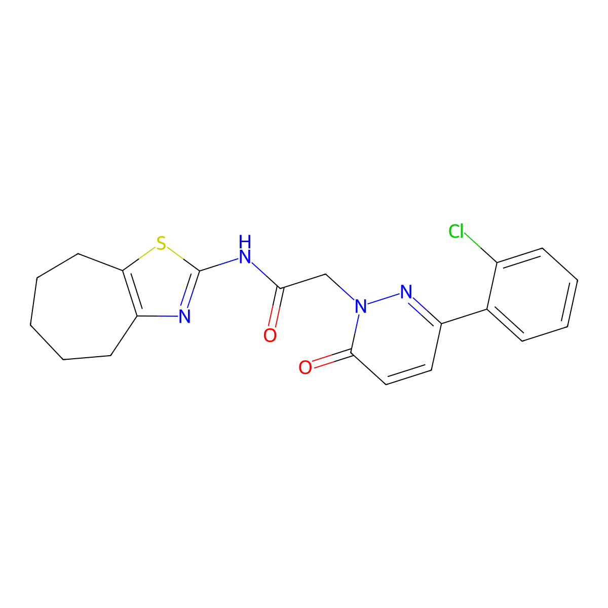 2-[3-(2-chlorophenyl)-6-oxopyridazin-1(6H)-yl]-N-[(2Z)-3,4,5,6,7,8-hexahydro-2H-cyclohepta[d][1,3]thiazol-2-ylidene]acetamide molecular structure, CAS 1310945-40-4