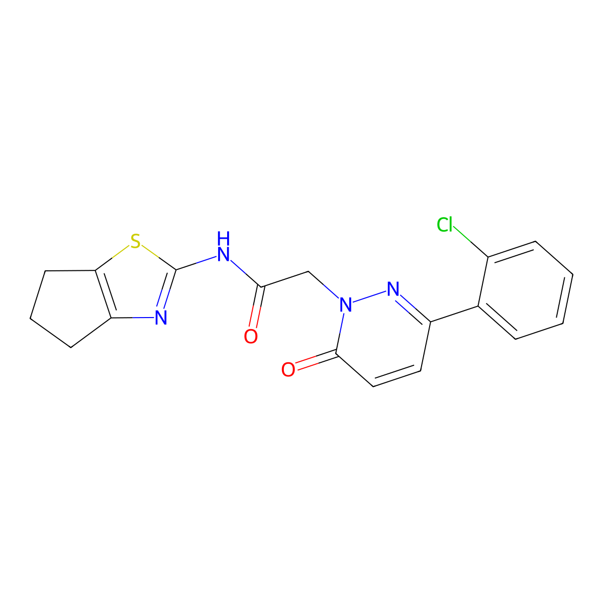 2-[3-(2-chlorophenyl)-6-oxopyridazin-1(6H)-yl]-N-[(2Z)-3,4,5,6-tetrahydro-2H-cyclopenta[d][1,3]thiazol-2-ylidene]acetamide molecular structure, CAS 1310945-50-6