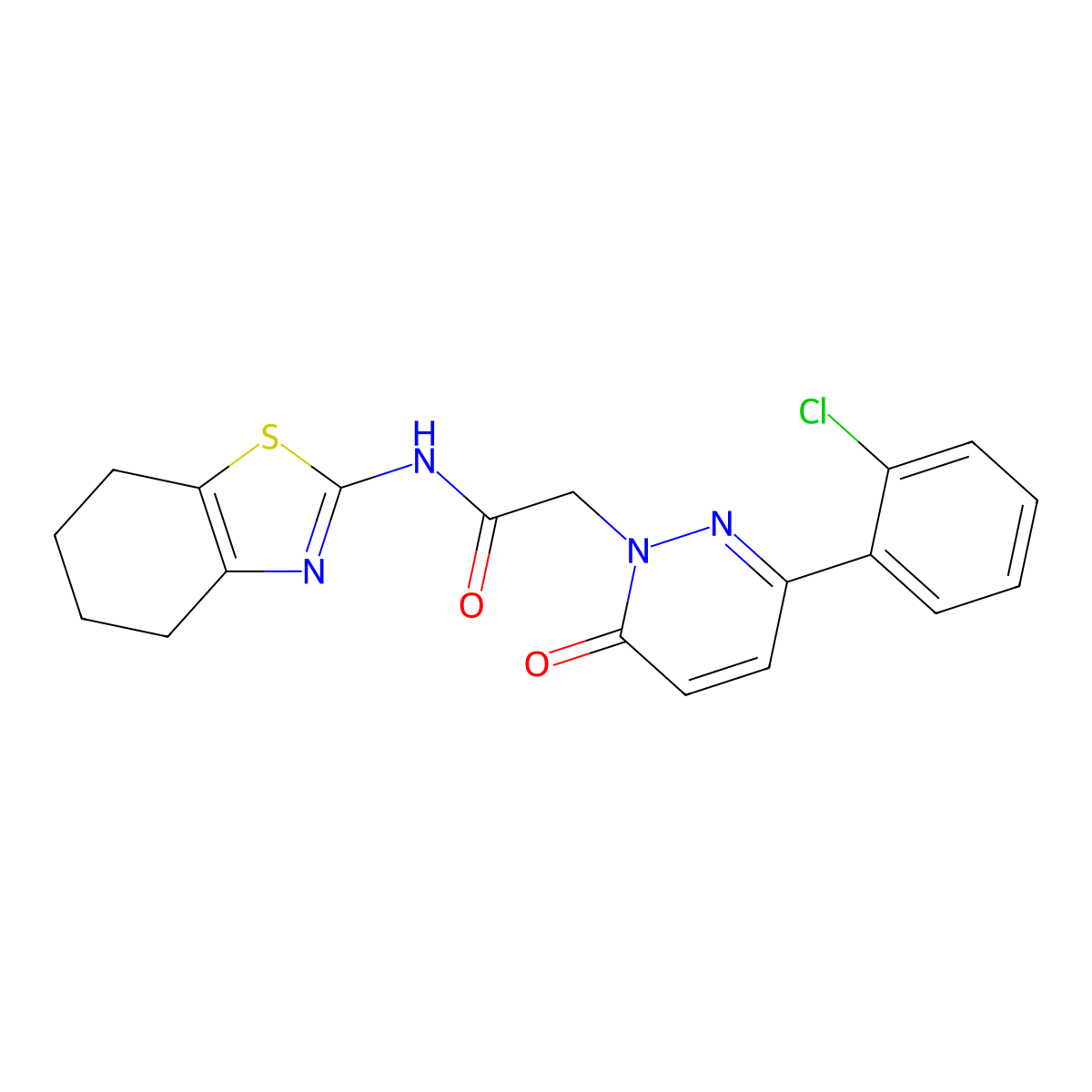 2-[3-(2-chlorophenyl)-6-oxopyridazin-1(6H)-yl]-N-[(2Z)-4,5,6,7-tetrahydro-1,3-benzothiazol-2(3H)-ylidene]acetamide molecular structure, CAS 1310945-57-3