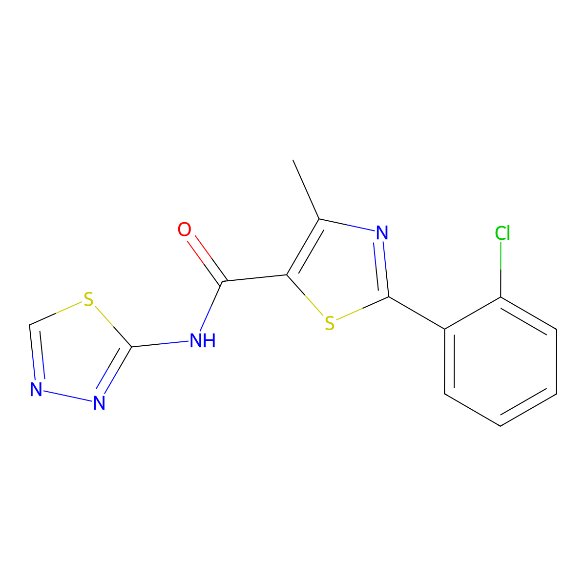 2-(2-chlorophenyl)-4-methyl-N-[(2E)-1,3,4-thiadiazol-2(3H)-ylidene]-1,3-thiazole-5-carboxamide molecular structure, CAS 1310945-62-0