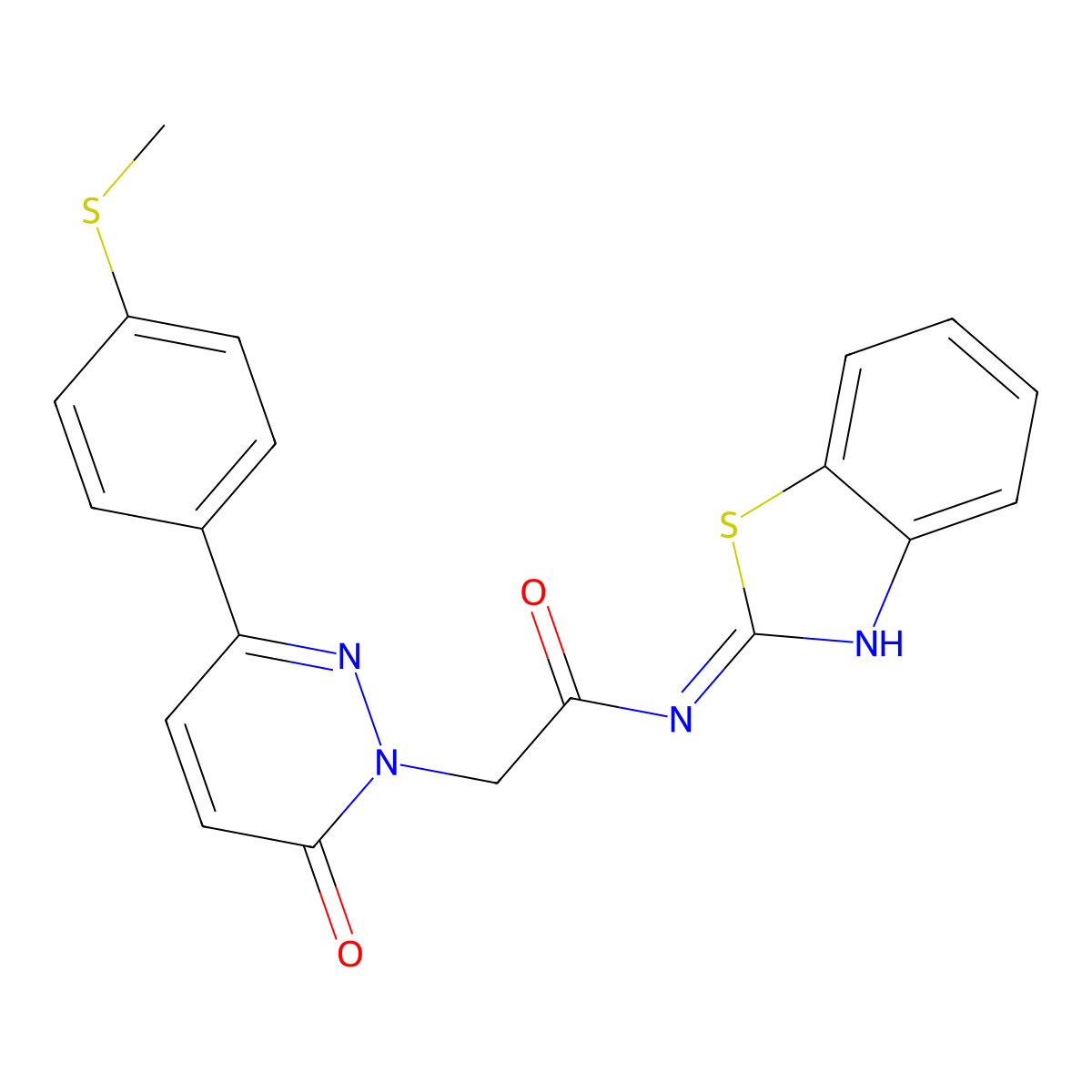 N-[(2Z)-1,3-benzothiazol-2(3H)-ylidene]-2-{3-[4-(methylsulfanyl)phenyl]-6-oxopyridazin-1(6H)-yl}acetamide molecular structure, CAS 1310945-63-1