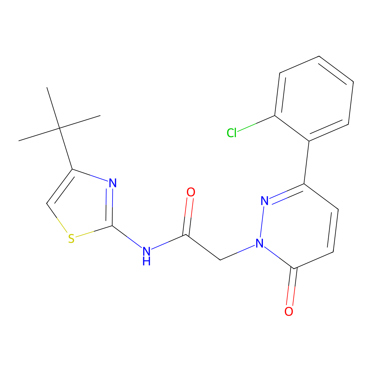 N-[(2Z)-4-tert-butyl-1,3-thiazol-2(3H)-ylidene]-2-[3-(2-chlorophenyl)-6-oxopyridazin-1(6H)-yl]acetamide molecular structure, CAS 1310945-67-5
