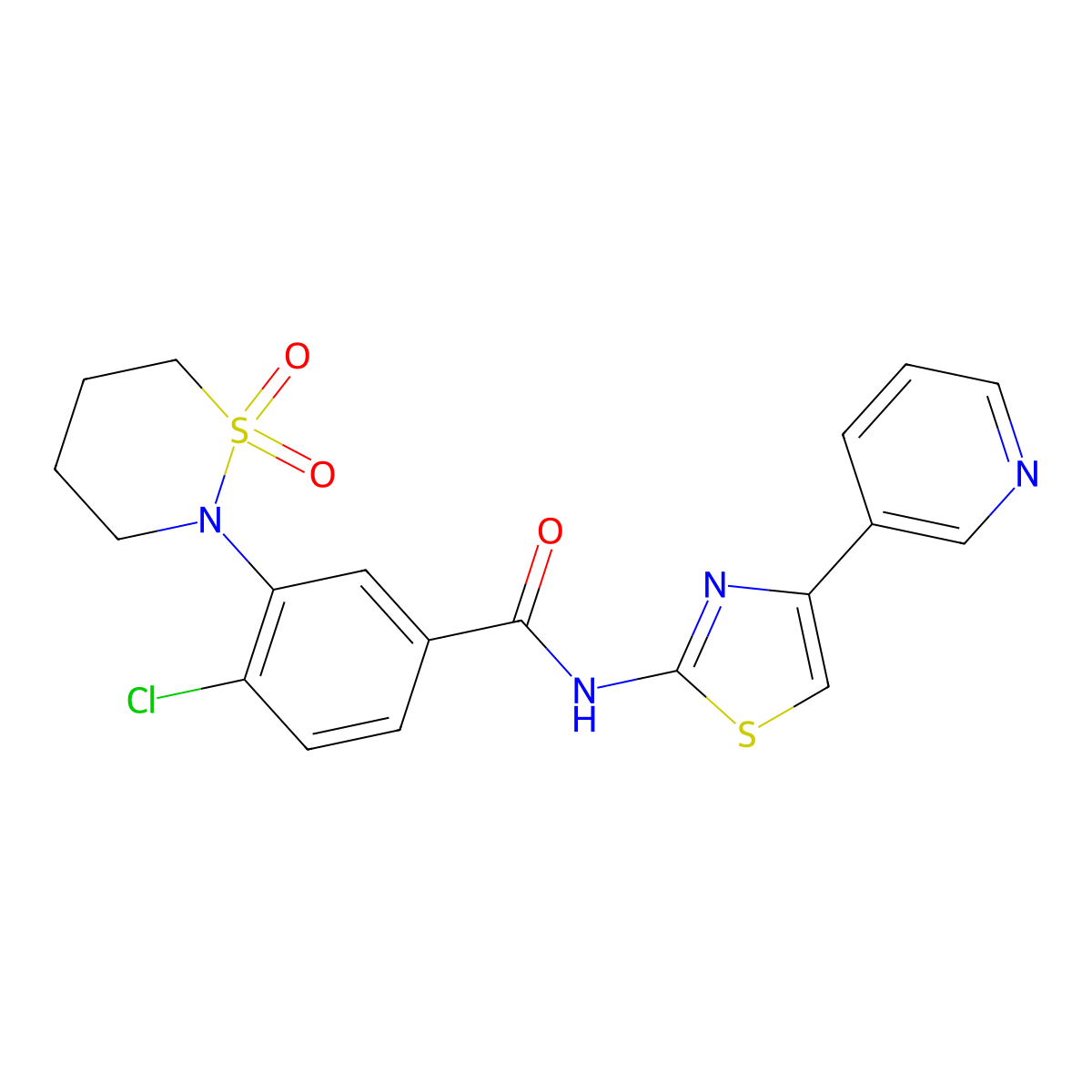 4-chloro-3-(1,1-dioxido-1,2-thiazinan-2-yl)-N-[(2Z)-4-(pyridin-3-yl)-1,3-thiazol-2(3H)-ylidene]benzamide molecular structure, CAS 1310945-72-2