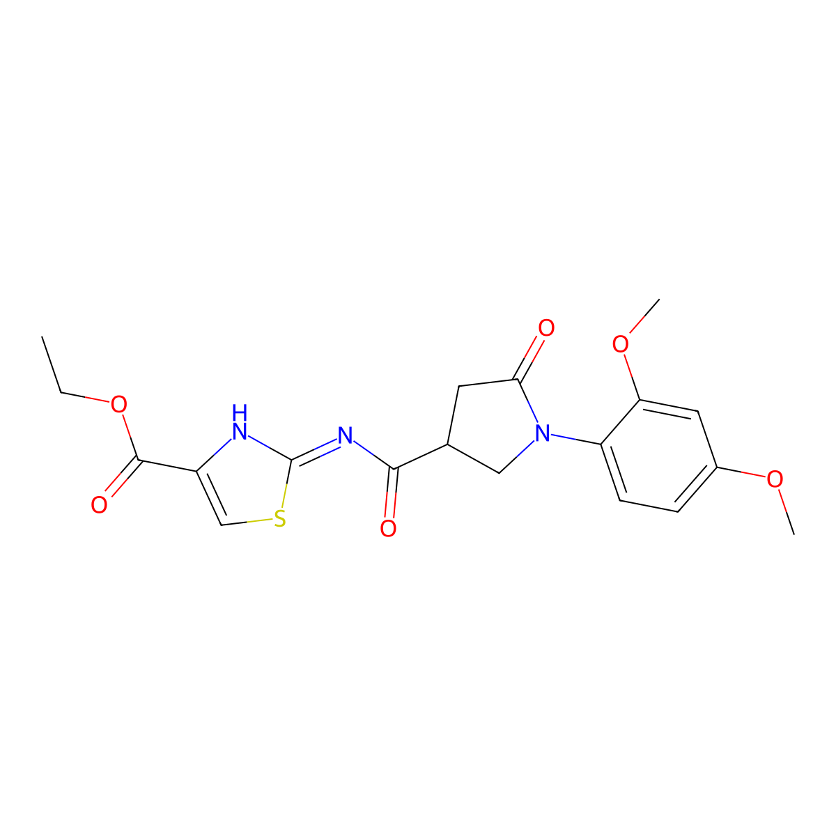 Ethyl 2-({[1-(2,4-dimethoxyphenyl)-5-oxopyrrolidin-3-yl]carbonyl}amino)-1,3-thiazole-4-carboxylate molecular structure, CAS 1310945-89-1