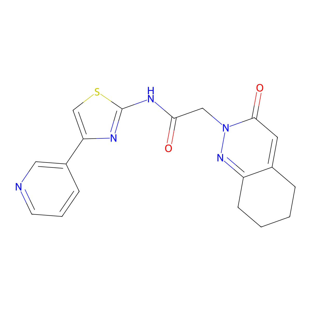 2-(3-oxo-5,6,7,8-tetrahydrocinnolin-2(3H)-yl)-N-[(2Z)-4-(pyridin-3-yl)-1,3-thiazol-2(3H)-ylidene]acetamide molecular structure, CAS 1310945-95-9