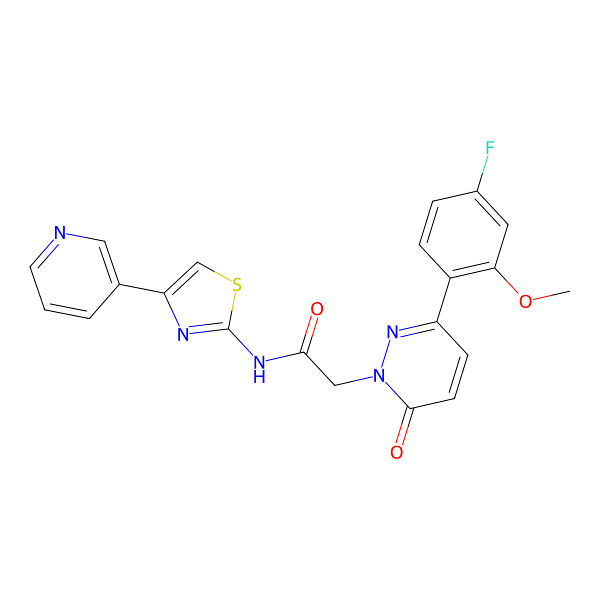2-[3-(4-fluoro-2-methoxyphenyl)-6-oxopyridazin-1(6H)-yl]-N-[(2Z)-4-(pyridin-3-yl)-1,3-thiazol-2(3H)-ylidene]acetamide molecular structure, CAS 1310945-98-2