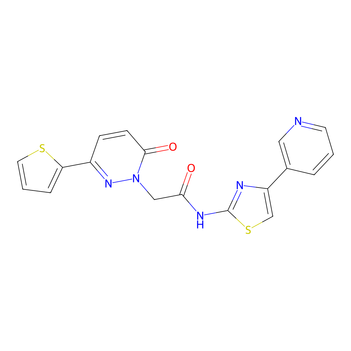 2-(6-oxo-3-(thiophen-2-yl)pyridazin-1(6H)-yl)-N-(4-(pyridin-3-yl)thiazol-2-yl)acetamide molecular structure, CAS 1310946-14-5