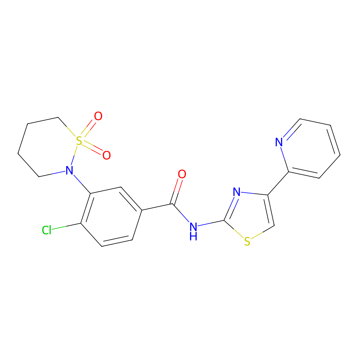 4-chloro-3-(1,1-dioxido-1,2-thiazinan-2-yl)-N-[(2Z)-4-(pyridin-2-yl)-1,3-thiazol-2(3H)-ylidene]benzamide molecular structure, CAS 1310946-17-8