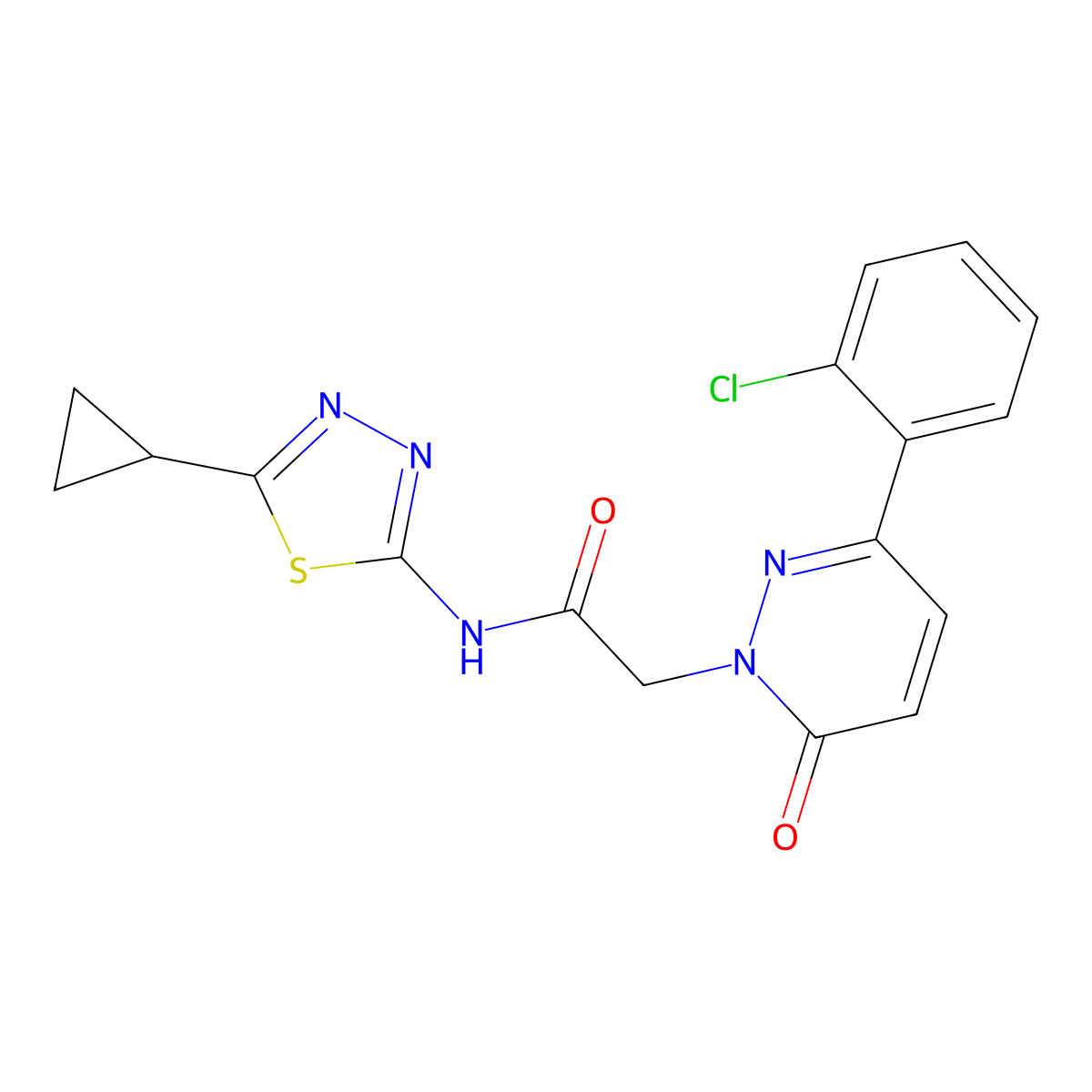2-[3-(2-chlorophenyl)-6-oxopyridazin-1(6H)-yl]-N-[(2E)-5-cyclopropyl-1,3,4-thiadiazol-2(3H)-ylidene]acetamide molecular structure, CAS 1310946-20-3