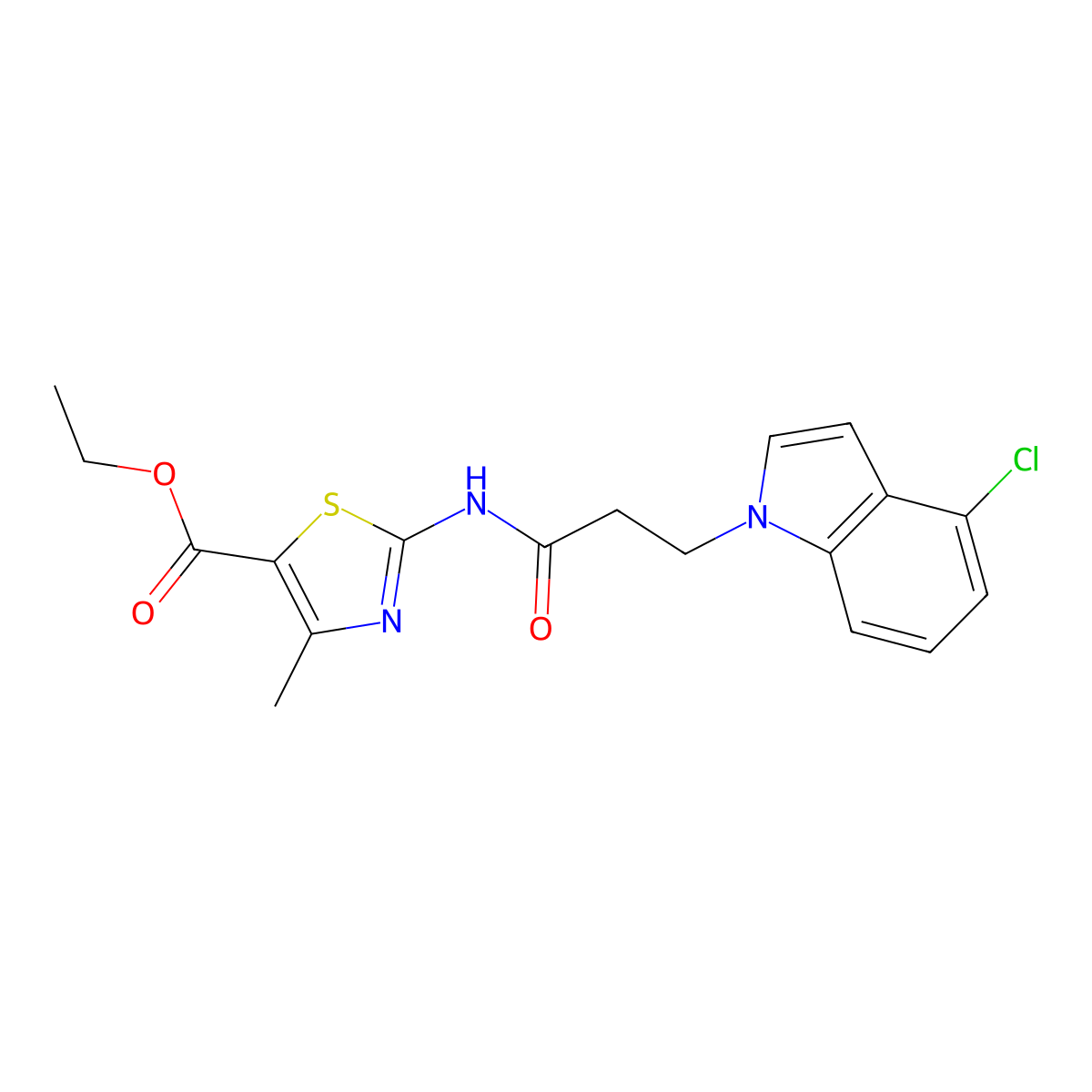 ethyl 2-{[3-(4-chloro-1H-indol-1-yl)propanoyl]amino}-4-methyl-1,3-thiazole-5-carboxylate molecular structure, CAS 1310946-22-5