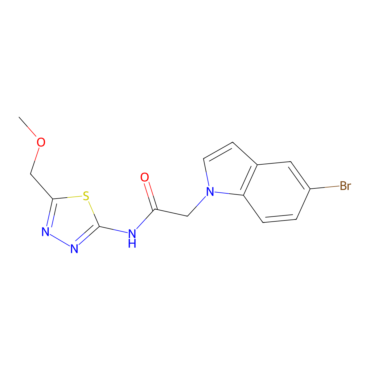 2-(5-bromo-1H-indol-1-yl)-N-[(2E)-5-(methoxymethyl)-1,3,4-thiadiazol-2(3H)-ylidene]acetamide molecular structure, CAS 1310946-28-1
