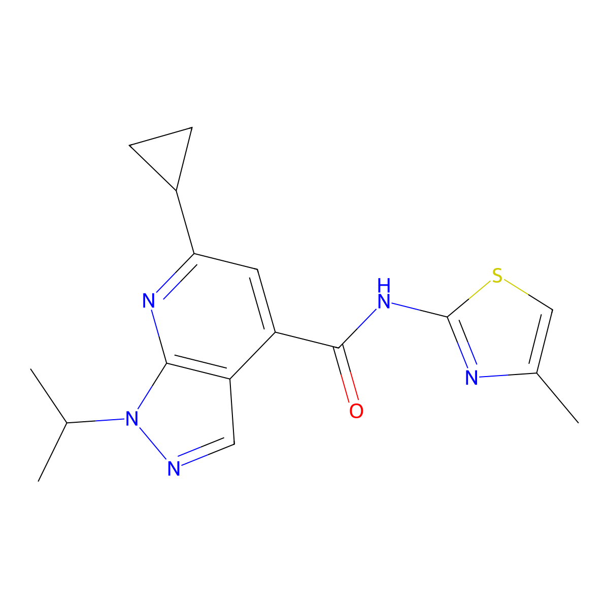 6-cyclopropyl-N-[(2Z)-4-methyl-1,3-thiazol-2(3H)-ylidene]-1-(propan-2-yl)-1H-pyrazolo[3,4-b]pyridine-4-carboxamide molecular structure, CAS 1310946-30-5