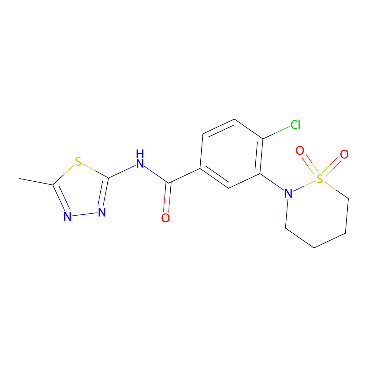 4-chloro-3-(1,1-dioxido-1,2-thiazinan-2-yl)-N-[(2E)-5-methyl-1,3,4-thiadiazol-2(3H)-ylidene]benzamide molecular structure, CAS 1310946-31-6