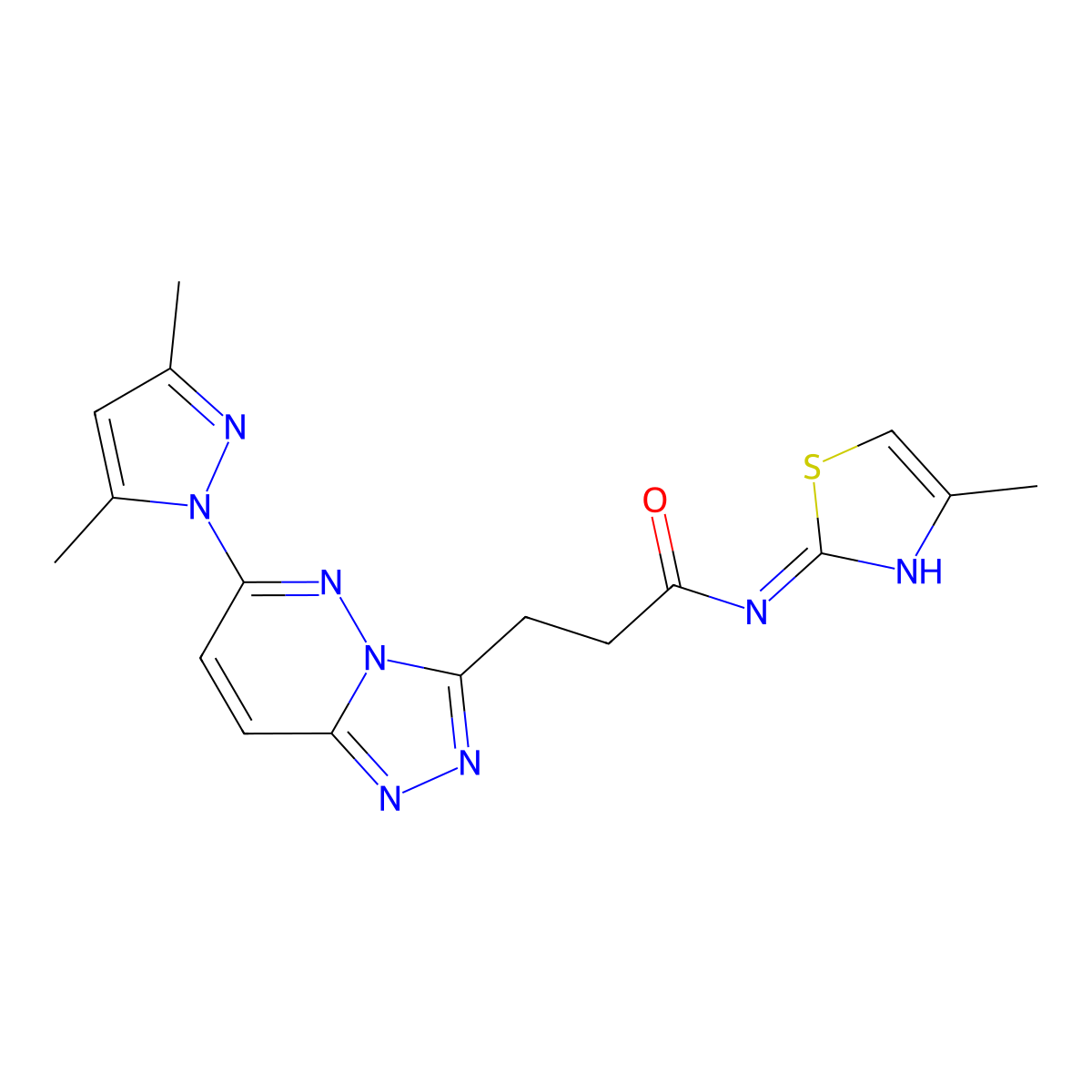 3-[6-(3,5-dimethyl-1H-pyrazol-1-yl)[1,2,4]triazolo[4,3-b]pyridazin-3-yl]-N-[(2Z)-4-methyl-1,3-thiazol-2(3H)-ylidene]propanamide molecular structure, CAS 1310946-43-0