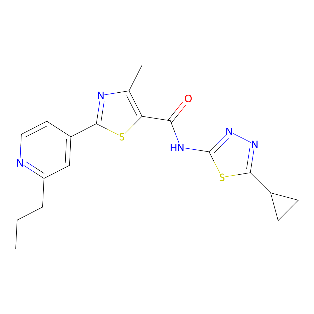 N-[(2E)-5-cyclopropyl-1,3,4-thiadiazol-2(3H)-ylidene]-4-methyl-2-(2-propylpyridin-4-yl)-1,3-thiazole-5-carboxamide molecular structure, CAS 1310946-45-2