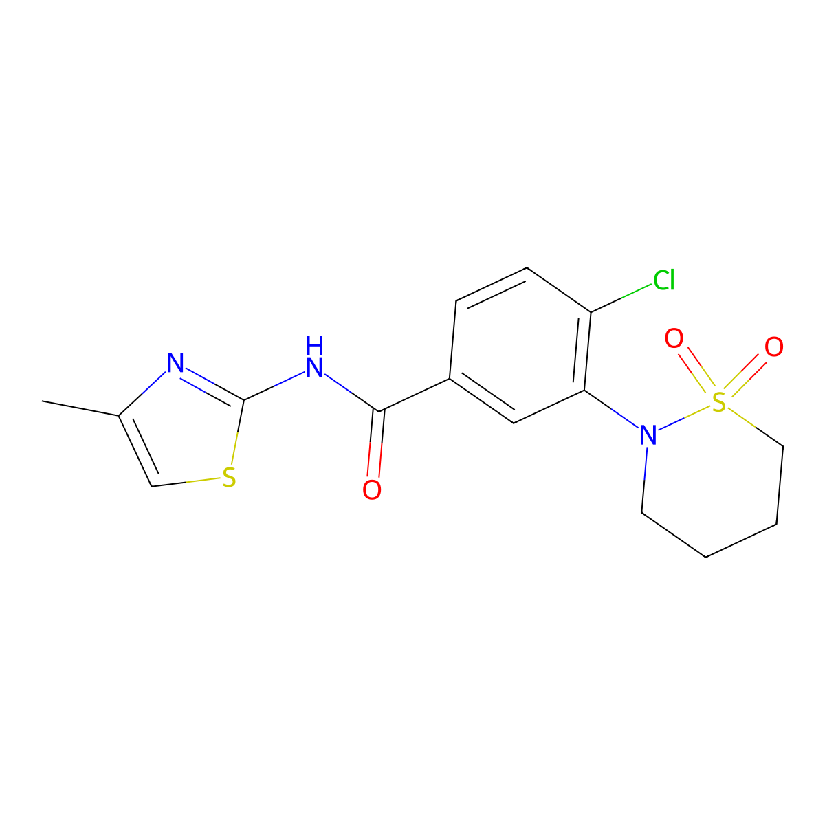 4-chloro-3-(1,1-dioxido-1,2-thiazinan-2-yl)-N-[(2Z)-4-methyl-1,3-thiazol-2(3H)-ylidene]benzamide molecular structure, CAS 1310946-47-4