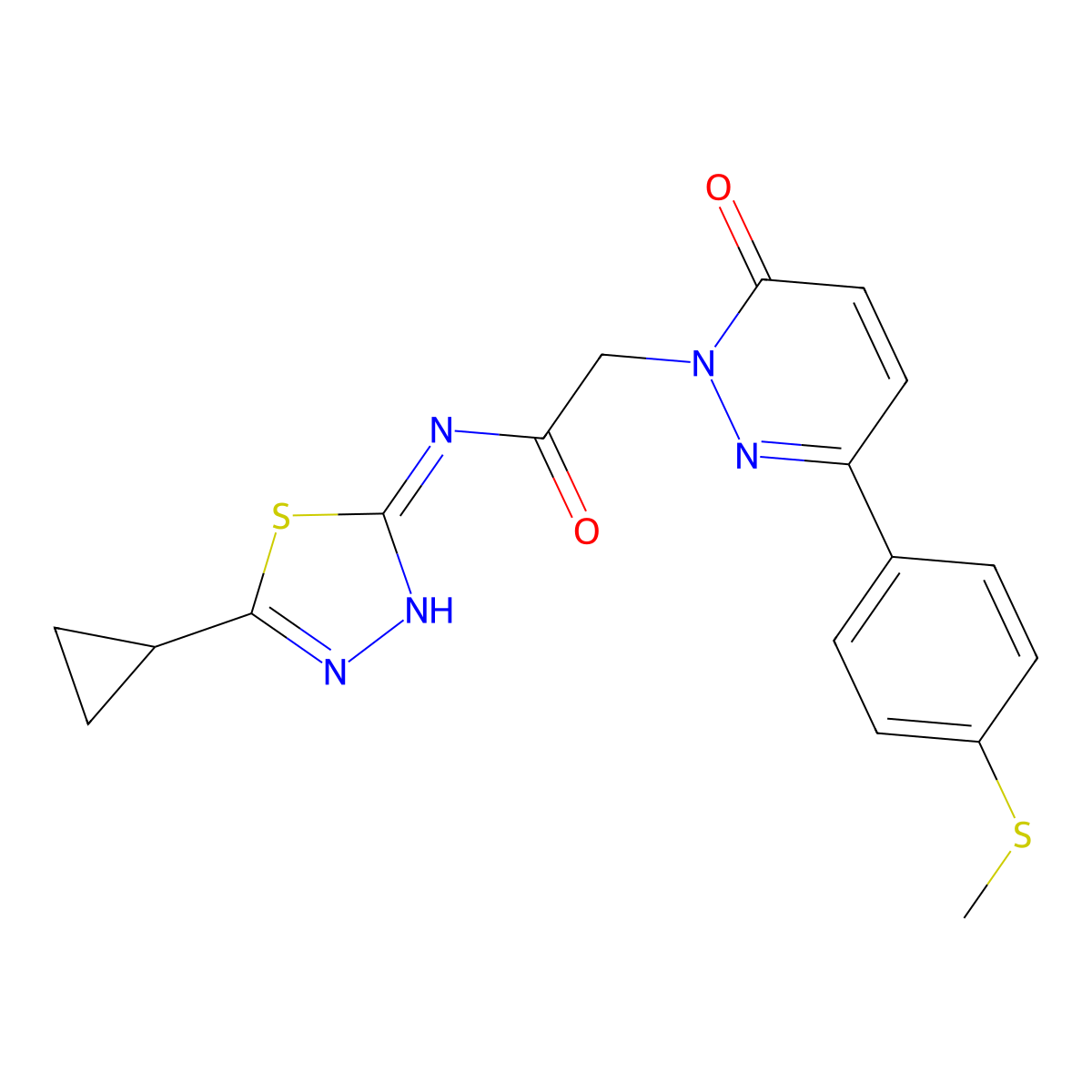N-[(2E)-5-cyclopropyl-1,3,4-thiadiazol-2(3H)-ylidene]-2-{3-[4-(methylsulfanyl)phenyl]-6-oxopyridazin-1(6H)-yl}acetamide molecular structure, CAS 1310946-52-1