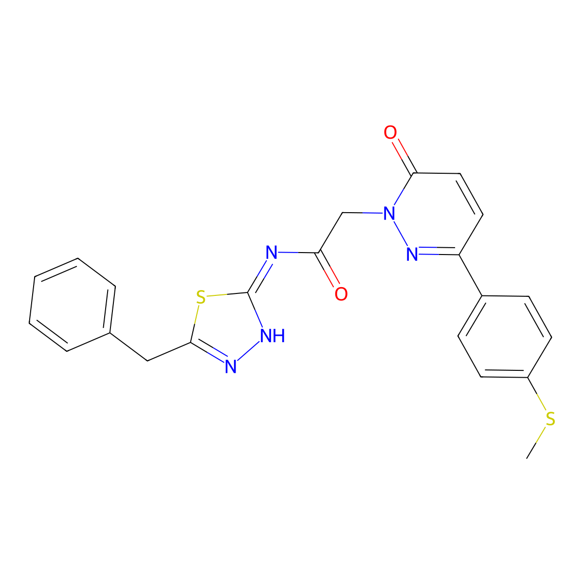 N-[(2E)-5-benzyl-1,3,4-thiadiazol-2(3H)-ylidene]-2-{3-[4-(methylsulfanyl)phenyl]-6-oxopyridazin-1(6H)-yl}acetamide molecular structure, CAS 1310946-54-3