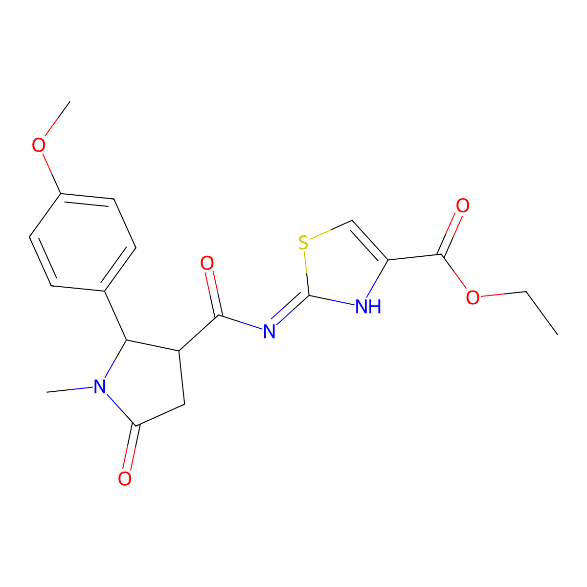 Ethyl 2-({[2-(4-methoxyphenyl)-1-methyl-5-oxopyrrolidin-3-yl]carbonyl}amino)-1,3-thiazole-4-carboxylate molecular structure, CAS 1310946-80-5