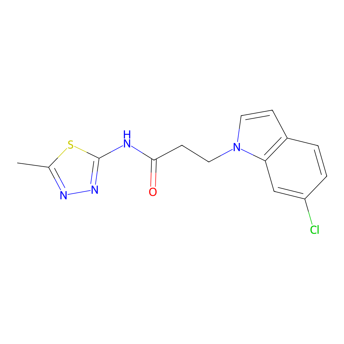 3-(6-chloro-1H-indol-1-yl)-N-(5-methyl-1,3,4-thiadiazol-2-yl)propanamide molecular structure, CAS 1310946-90-7