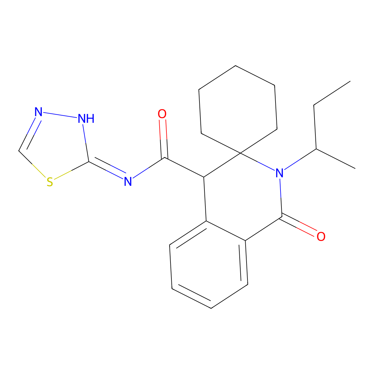 2'-(sec-butyl)-1'-oxo-N-(1,3,4-thiadiazol-2-yl)-2',4'-dihydro-1'H-spiro[cyclohexane-1,3'-isoquinoline]-4'-carboxamide molecular structure, CAS 1310946-98-5