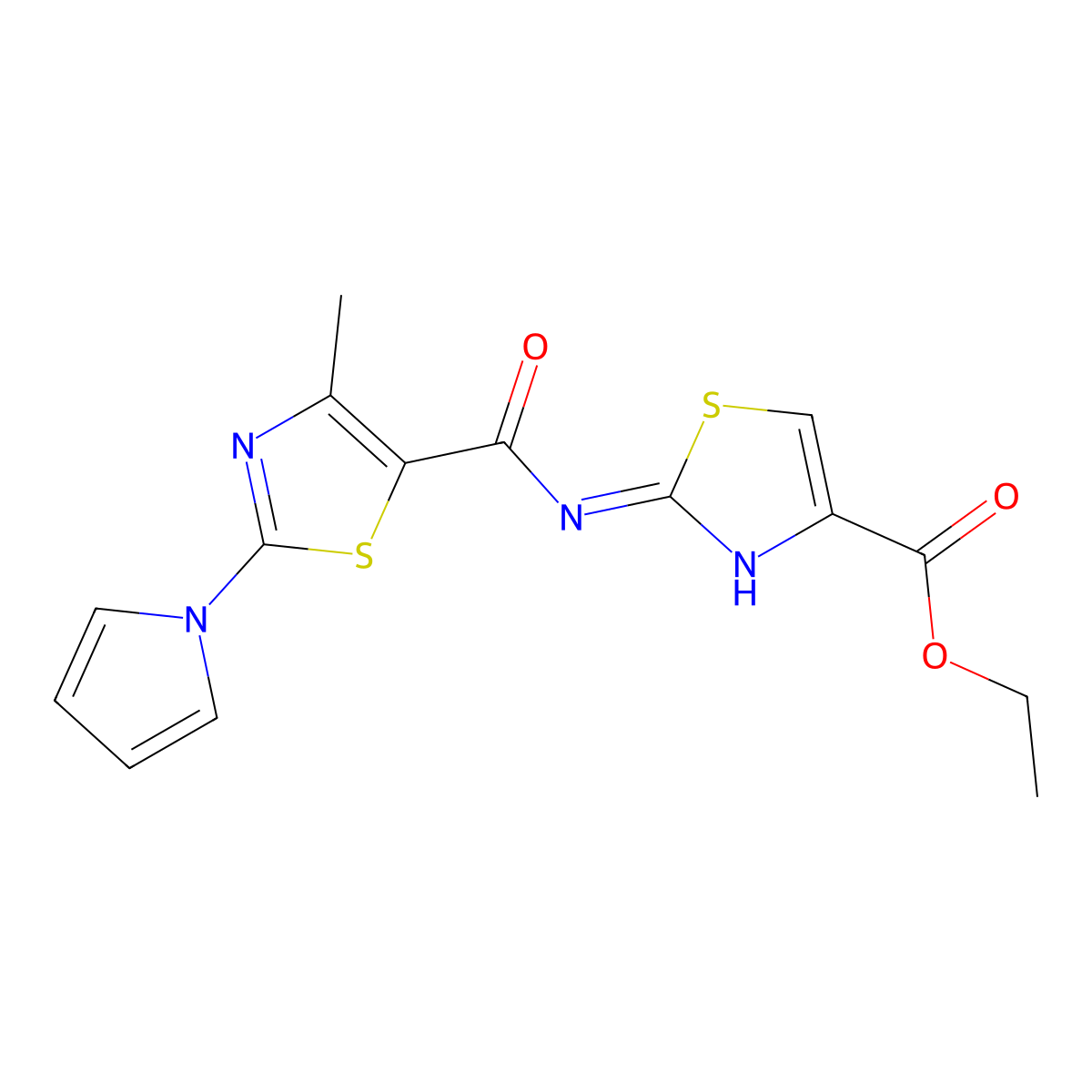ethyl 2-({[4-methyl-2-(1H-pyrrol-1-yl)-1,3-thiazol-5-yl]carbonyl}amino)-1,3-thiazole-4-carboxylate molecular structure, CAS 1310946-99-6