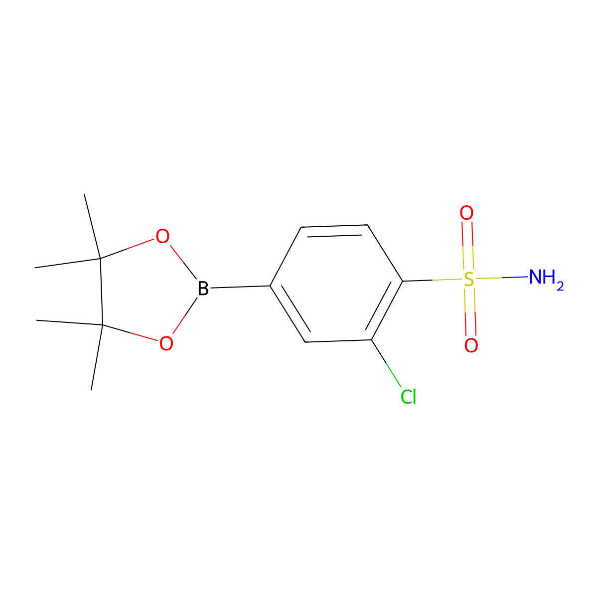 2-Chloro-4-(tetramethyl-1,3,2-dioxaborolan-2-yl)benzene-1-sulfonamide molecular structure, CAS 1310956-29-6
