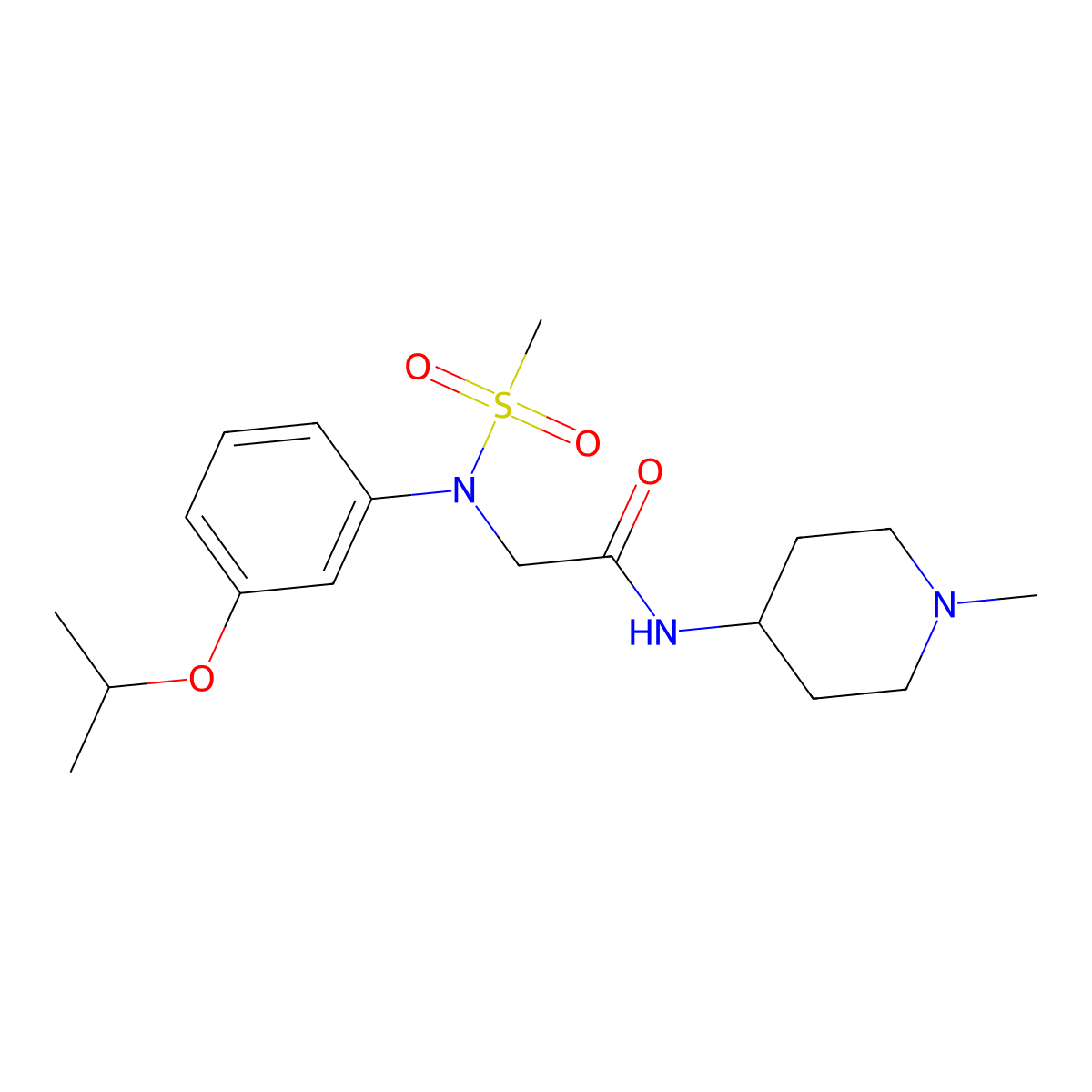 N-(1-methylpiperidin-4-yl)-2-(N-methylsulfonyl-3-propan-2-yloxyanilino)acetamide molecular structure, CAS 1310962-86-7