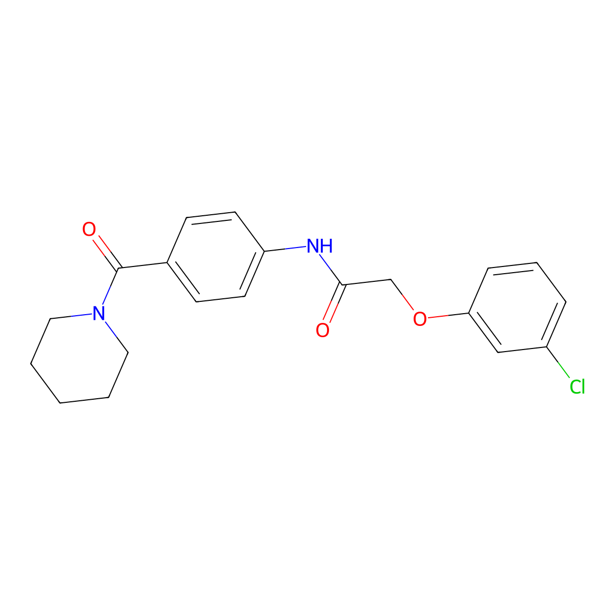 2-(3-chlorophenoxy)-N-[4-(piperidine-1-carbonyl)phenyl]acetamide molecular structure, CAS 1310973-65-9
