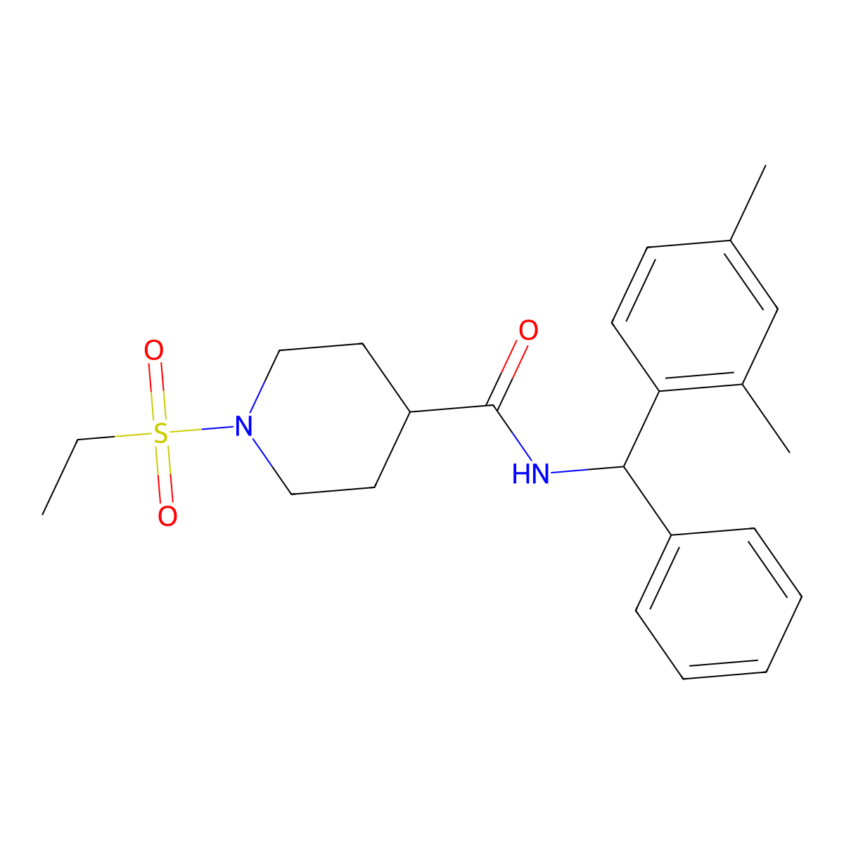 N-[(2,4-dimethylphenyl)(phenyl)methyl]-1-(ethylsulfonyl)piperidine-4-carboxamide molecular structure, CAS 1310978-44-9