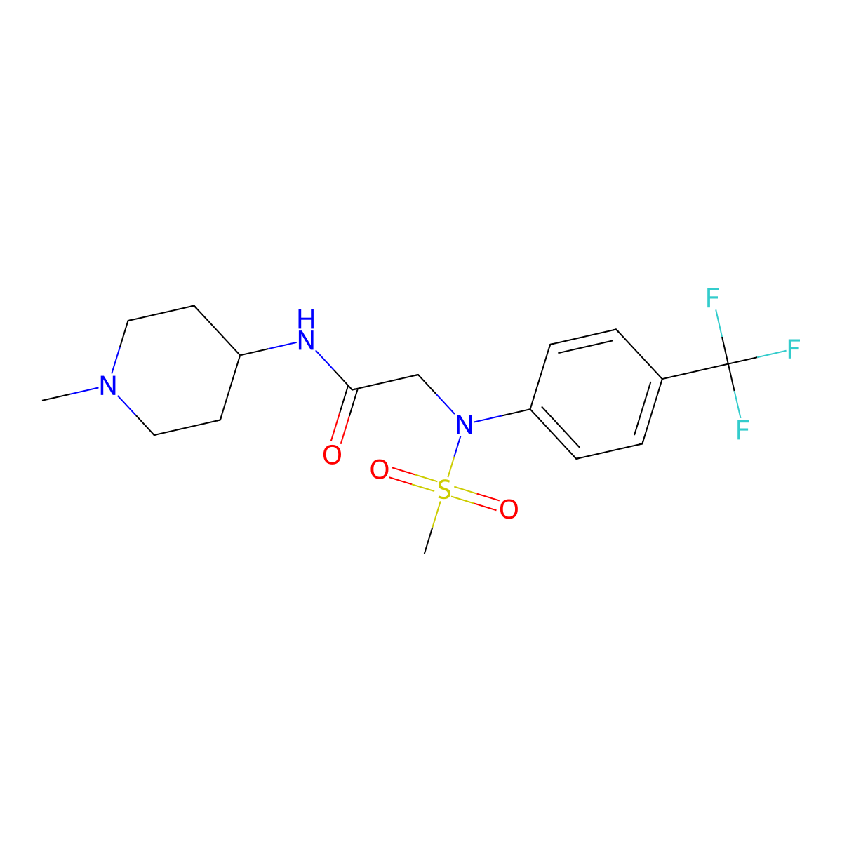 N-(1-methylpiperidin-4-yl)-2-[N-methylsulfonyl-4-(trifluoromethyl)anilino]acetamide molecular structure, CAS 1310982-47-8