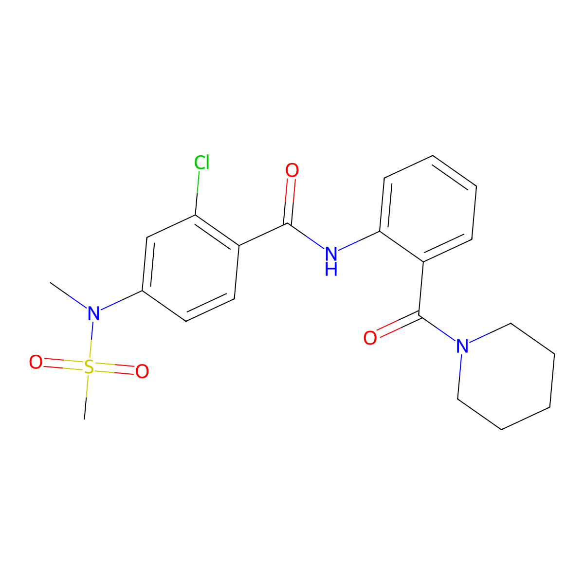 2-chloro-4-[methyl(methylsulfonyl)amino]-N-[2-(piperidin-1-ylcarbonyl)phenyl]benzamide molecular structure, CAS 1310984-63-4