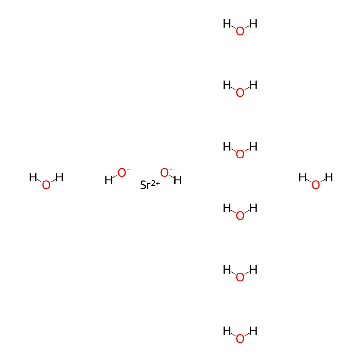 Strontium hydroxide octahydrate molecular structure, CAS 1311-10-0