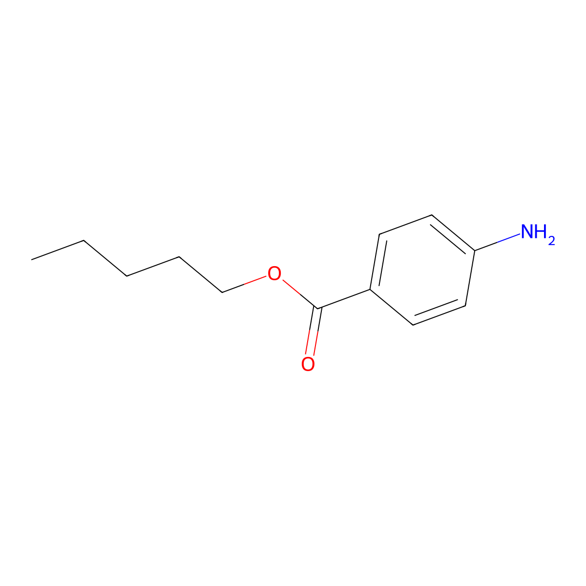 Benzoic acid, 4-amino-, pentyl ester molecular structure, CAS 13110-37-7